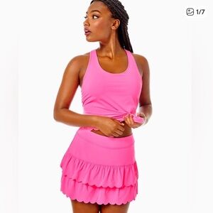 Lilly Pulitzer Claralee Top XL and Miesha Skort L Set Vibrant Aura Pink